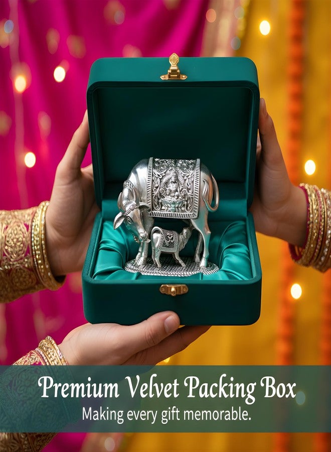 Dev Aastha 999 Pure Silver Plated Kamdhenu Cow Idol | 2.5 inch Vastu Home Decor for Pooja Room & Mandir | Symbol of Prosperity & Abundance | Ideal Religious & Spiritual Gift - Image 4
